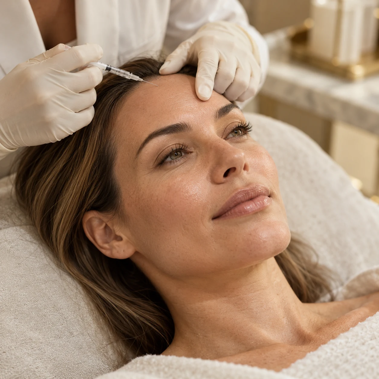 Nurse injector administering Botox