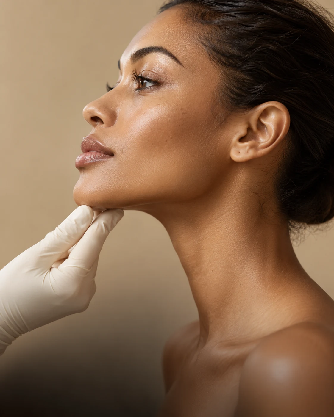 Side profile showing natural lip and cheek contour